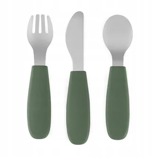PETITE&MARS Sztućce dla dzieci z nierdzewnej stali Misty Green 12m+ - Sztućce dla dzieci - miniaturka - grafika 1