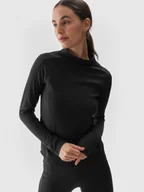 Koszulki sportowe damskie - Damski longsleeve do jogi 4F 4FWAW24TFLOF292 - czarny - miniaturka - grafika 1
