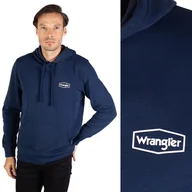 Bluzy męskie - Wrangler Hoodie Navy Granatowa Bluza Z Kapturem Kangurka Regular M - miniaturka - grafika 1