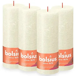 Bolsius Rustykalne świece pieńkowe Shine, 6 szt., 190x68 mm, perłowe Sfeerpunt - Świece - miniaturka - grafika 1