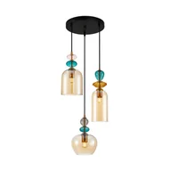 Lampy sufitowe - Dekoracyjna lampa wisząca, klosze PND-30263-3A-BRO-AMB z serii BUSCO  - miniaturka - grafika 1