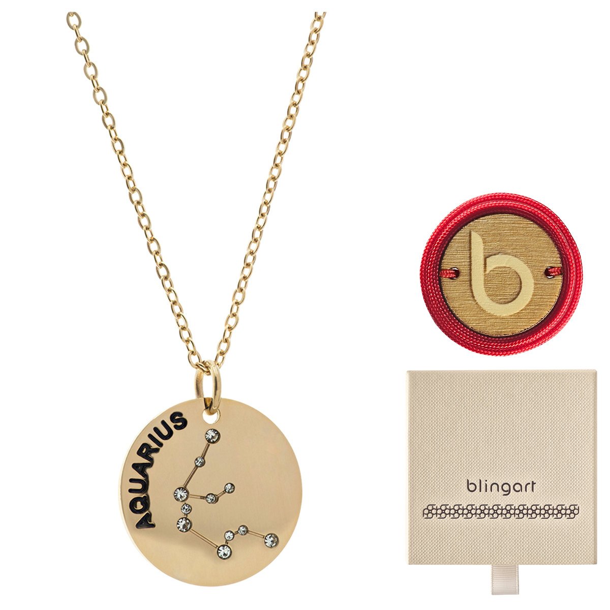 Naszyjnik damski pozłacany znak zodiaku wodnik stal chirurgiczna BLINGART