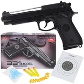 Zabawki militarne - Pistolet na Kulki Plastikowe Żelowe Strzałki 4w1 Tarcza Beretta 331 - miniaturka - grafika 1
