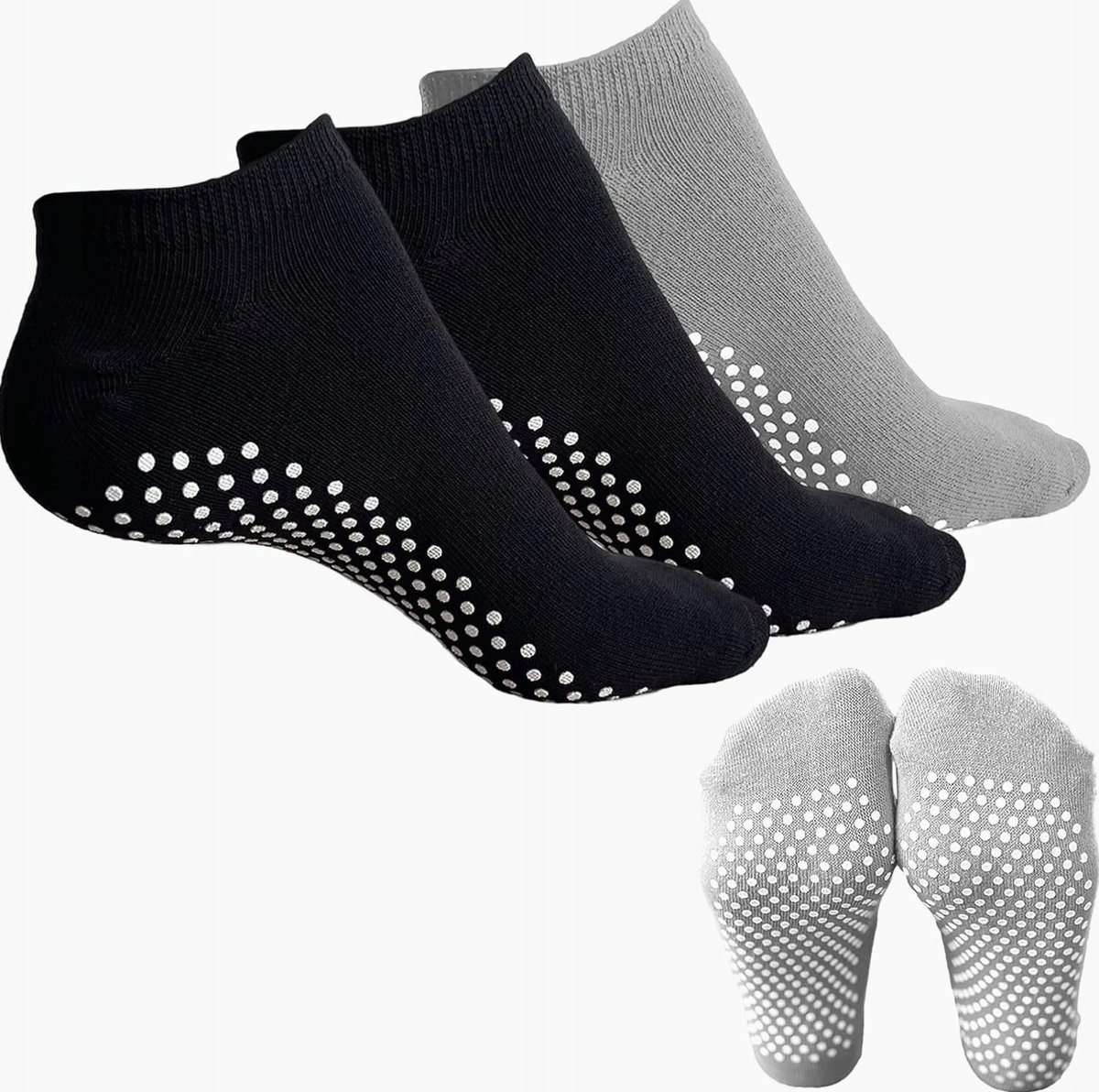 SKARPETKI ANTYPOŚLIZGOWE DO JOGI PILATES UNISEX FITNESS 3 SZTUKI BAWEŁNA