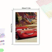 Rękodzieło - TEMU 5D Błyskawiczny Okrągły Kit do malowania diamentów - Postać z filmu „Samochody”, Akrylowy DIY Mosaic Art, 30x40cm, Idealny prezent dla fanów - miniaturka - grafika 1