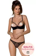 Piżamy damskie - Seksowny komplet Marina + PREZENT bodystocking BS094, Kolor czarny, Rozmiar S/M, Passion - Intymna - miniaturka - grafika 1