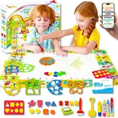 Maty edukacyjne - NAUKOWA MATA WODNA 120x90 cm – Zwierzęta, Litery, Warzywa i Matematyka – Duży Zestaw Edukacyjny z Akcesoriami PREZENT DLA DZIECKA + EBOOK-1 - miniaturka - grafika 1