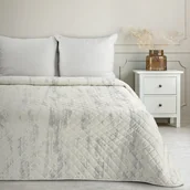 Narzuty - Elegancki koc glamour marmurkowy wzór narzuta na łóżko połysk BLINK 3 biały 170x210 cm cm biały srebrny - miniaturka - grafika 1