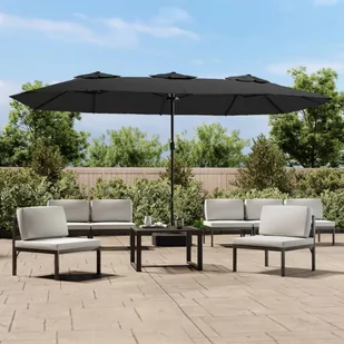 vidaXL Podwójny parasol ogrodowy z LED, antracytowy, 449x245 cm - Parasole ogrodowe - miniaturka - grafika 1