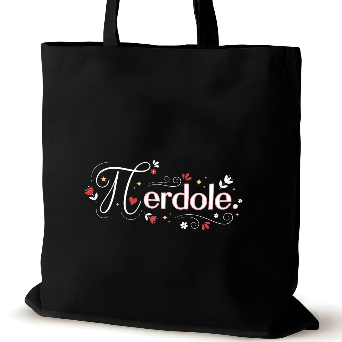 Czarna torba bawełniana dla VIRAL na ramię walentynki biura śmieszna