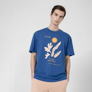 Koszulki sportowe męskie - Męski t-shirt oversize OUTHORN OTHSS23TTSHM461 - niebieski - Outhorn - grafika 1