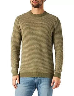 SELECTED HOMME Sweter męski w paski, Deep Lichen Green/Detail:bone White, XL - Swetry męskie - miniaturka - grafika 1