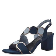Sandały damskie - MARCO TOZZI Feel Me sandały damskie, miękka podszewka, wegańskie, 2-28347-42 sandały z obcasem, Navy Comb., 40 EU - miniaturka - grafika 1