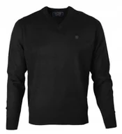 Swetry męskie - SWETER Męski w Serek Elegancki Gładki CZARNY L Pako Jeans - miniaturka - grafika 1