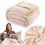 Koce - Koc 200x220 akrylowy jednolity ciepły GRUBY pled na łóżko YASEMIN krem - miniaturka - grafika 1