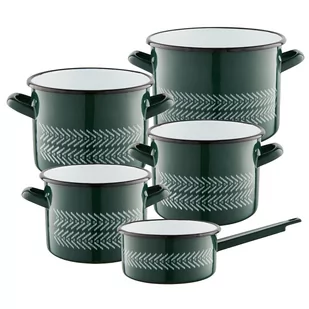 Garnek emaliowany na indukcję Emalia Polska Pleszew Boho 16 cm 2 l zielony - Garnki - miniaturka - grafika 1