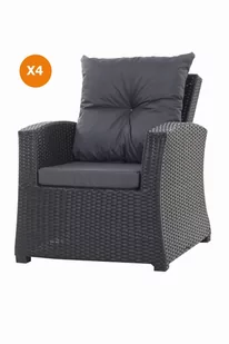 Poduszka na fotel ogrodowy z rattanu, 52x56x7cm+ 50x56cm., 4szt., antracyt - Poduszki ogrodowe - miniaturka - grafika 1
