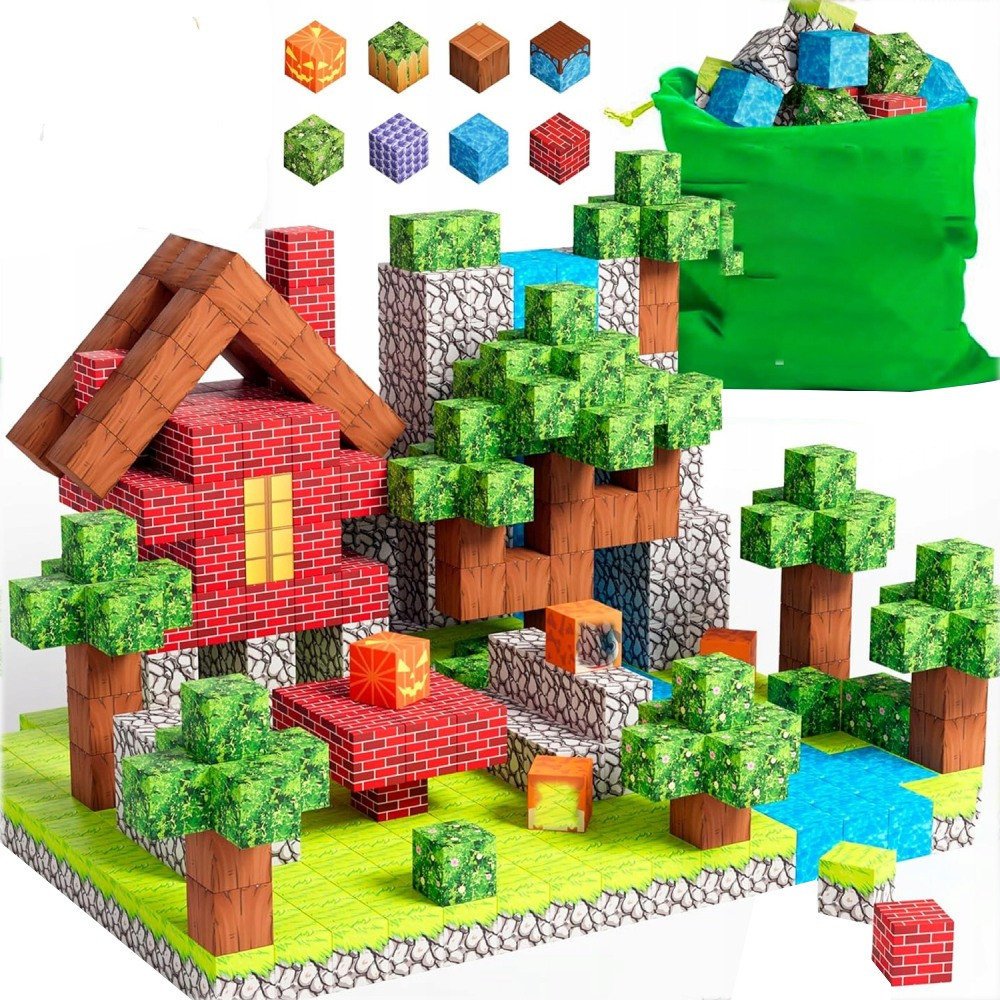 Klocki Magnetyczne, Klocki Konstrukcyjne 100 szt. - 8 magnesów - model 043