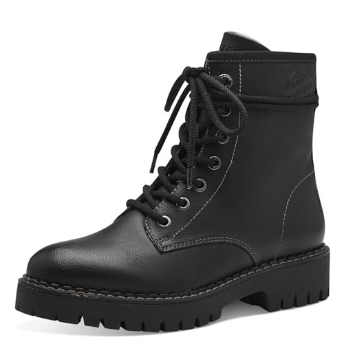 s.Oliver Damskie sztyblety Lace Boot Flat 5-25213-41, czarny, 38 EU