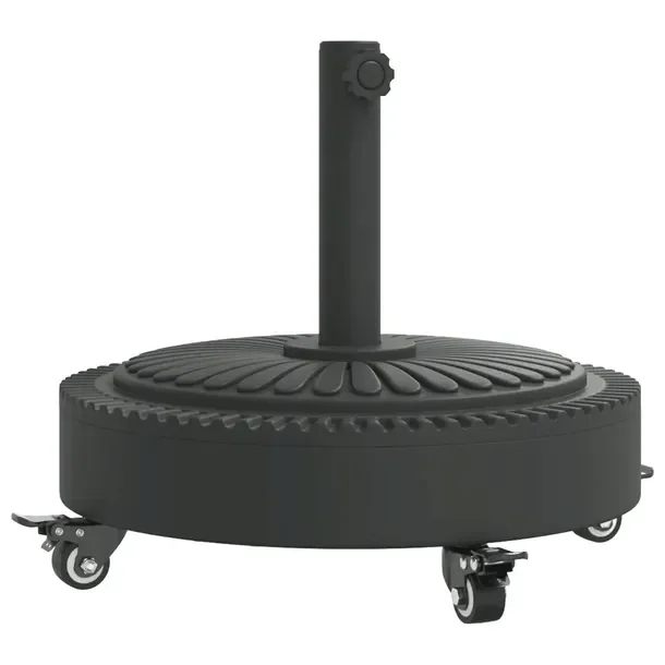 Podstawa pod parasol czarna 45 x 41 cm z kółkami i wzorem w linie