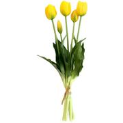 Sztuczne kwiaty - Bukiet 5 tulipanów żółty 40 cm jak żywy - miniaturka - grafika 1