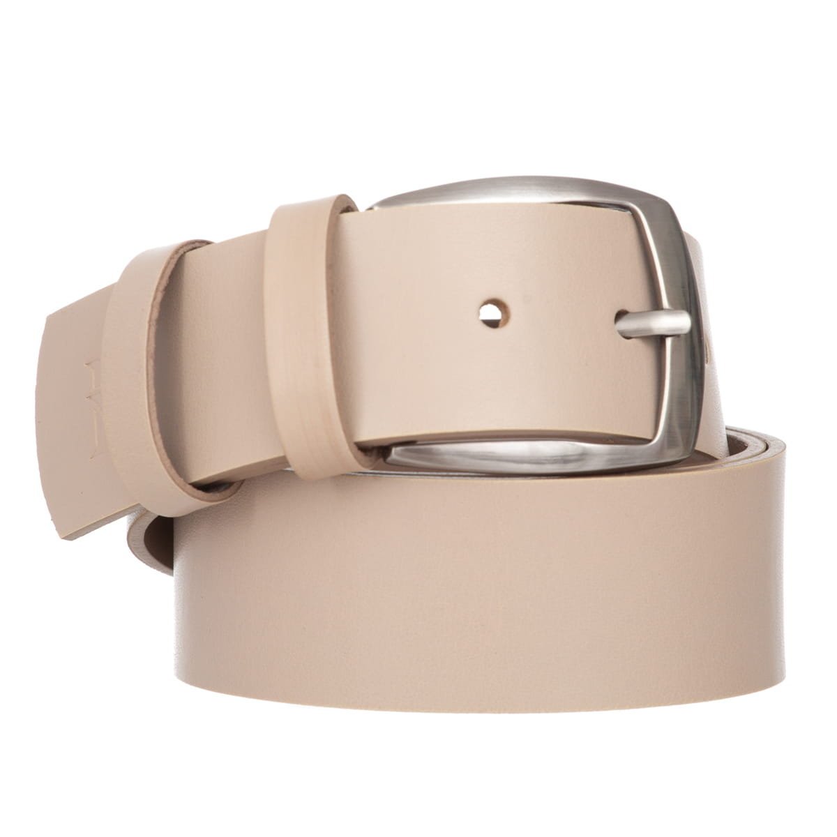 Klasyczny Pasek Damski VerMari Skórzany Jasny Beż 4 cm