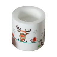 Świeczniki - Świeca lampion Mikołaj 8 x 8 cm biały - miniaturka - grafika 1