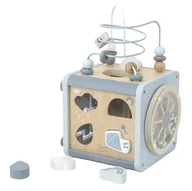 Zabawki interaktywne dla dzieci - Drewniana kostka interaktywna Niebieska, Label Label - miniaturka - grafika 1