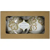 Bombki - Bombka szklana dekor bogaty 10 cm biały 2 szt. - miniaturka - grafika 1