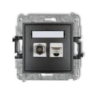Gniazdka elektryczne - Karlik Gniazdo antenowae pojedyńcze typu F (SAT) + RJ45 Grafit 28MGFK - miniaturka - grafika 1