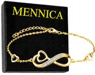 Bransoletki - ZŁOTA BRANSOLETKA SERCE NIESKOŃCZONOŚĆ SREBRO 925 - miniaturka - grafika 1