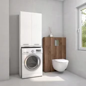 Szafki łazienkowe - SZAFKA ŁAZIENKOWA NAD PRALKĘ SŁUPEK REGAŁ BIAŁY MAXI - miniaturka - grafika 1