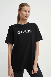 Koszulki sportowe damskie - Guess t-shirt bawełniany ATHENA damski kolor czarny V4GI12 KC641 - grafika 1