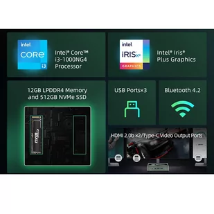 BMAX B6 Plus Mini PC Intel Core i3-1000NG4, 12GB LPDDR4 512GB SSD, Windows 11 Pro, 5G WiFi - Mini PC - miniaturka - grafika 6