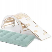 Skoczki dla dzieci - 3w1 Bujak Montessori Drewniany Zestaw Zjeżdżalnia Poducha Prezent Na Roczek - miniaturka - grafika 1