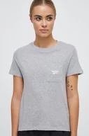 Koszulki sportowe damskie - Reebok t-shirt bawełniany kolor szary - miniaturka - grafika 1