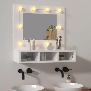 Lumarko Szafka z lustrem i LED, biała z połyskiem, 60x31,5x62 cm - Toaletki - miniaturka - grafika 1