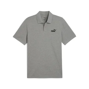 Męska koszulka polo Essentials z logo No. 1 z piki PUMA Medium Gray Heather - Koszulki sportowe męskie - miniaturka - grafika 1