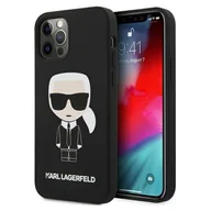 Etui i futerały do telefonów - Karl Lagerfeld KLHCP12LSLFKBK iPhone 12 Pro Max 6,7" hardcase czarny/black Silicone Iconic - miniaturka - grafika 1