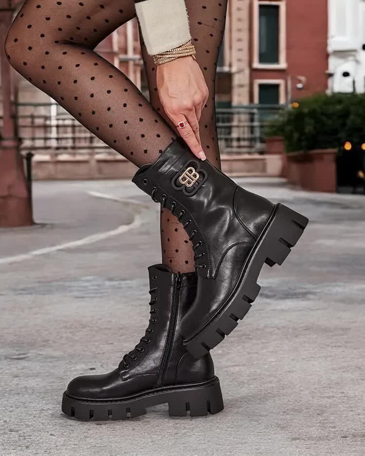 Royalfashion Eko skórzane damskie botki workery Vomme-38