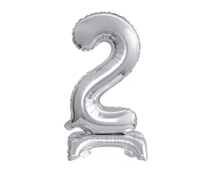 Godan Balon foliowy stojący cyfra 2 srebrna - 38 cm BC-ATS2 - Balony i akcesoria - miniaturka - grafika 1