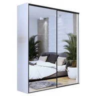 Szafy - Przesuwna szafa z lustrem biała + czarne paski M7-T38 - miniaturka - grafika 1