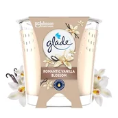 Świece - Glade Świeca zapachowa, romantyczny zapach waniliowy Blossom, w parze olejkami eterycznymi, wegańskie, 30-godzinny aromat, 1 świeca - miniaturka - grafika 1