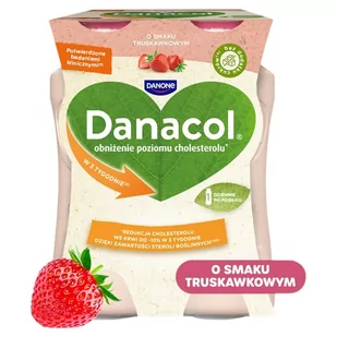 Danacol Jogurt pitny o smaku truskawkowym 400 g (4 x 100 g) - Kefiry, jogurty, maślanki - miniaturka - grafika 1