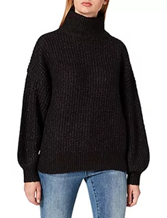 Swetry damskie - Noisy May Damski sweter z dzianiny Nmrobina L/S z wysokim dekoltem, Ciemnoszary melanż, XS - grafika 1
