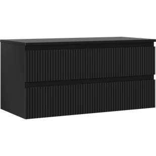 Mexen Rivel szafka łazienkowa podumywalkowa 100 cm z blatem, 2 szuflady, ryflowana , czarna mat - 91A20-10047-2-BFFC71 - Szafki łazienkowe - miniaturka - grafika 1