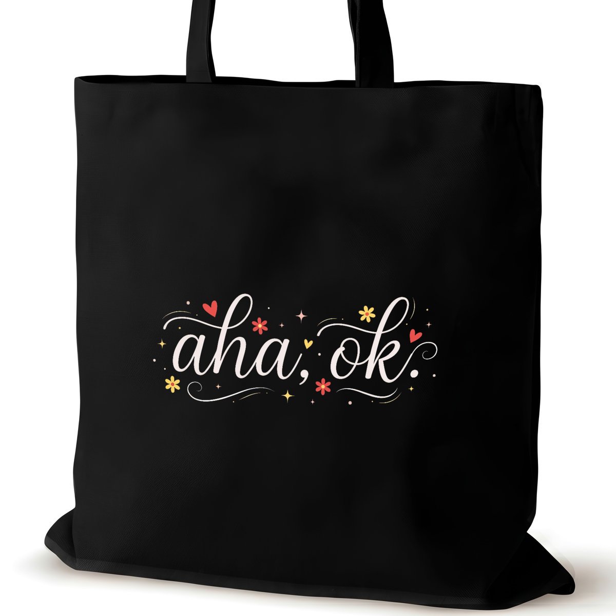 Torba bawełniana czarna dla VIRAL na ramię nadrukiem przyjaciółki