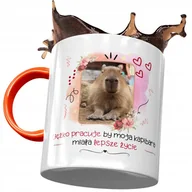 Kubki - Kubek Pomarańczowy Kapibara na Urodziny Prezent z Nadrukiem ze Zdjęciem + Opakowanie na prezent (wzór 01) - miniaturka - grafika 1