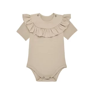 Body Z Falbanką Beżowe, Krótki Rękaw 80 - Body dla niemowląt - miniaturka - grafika 1