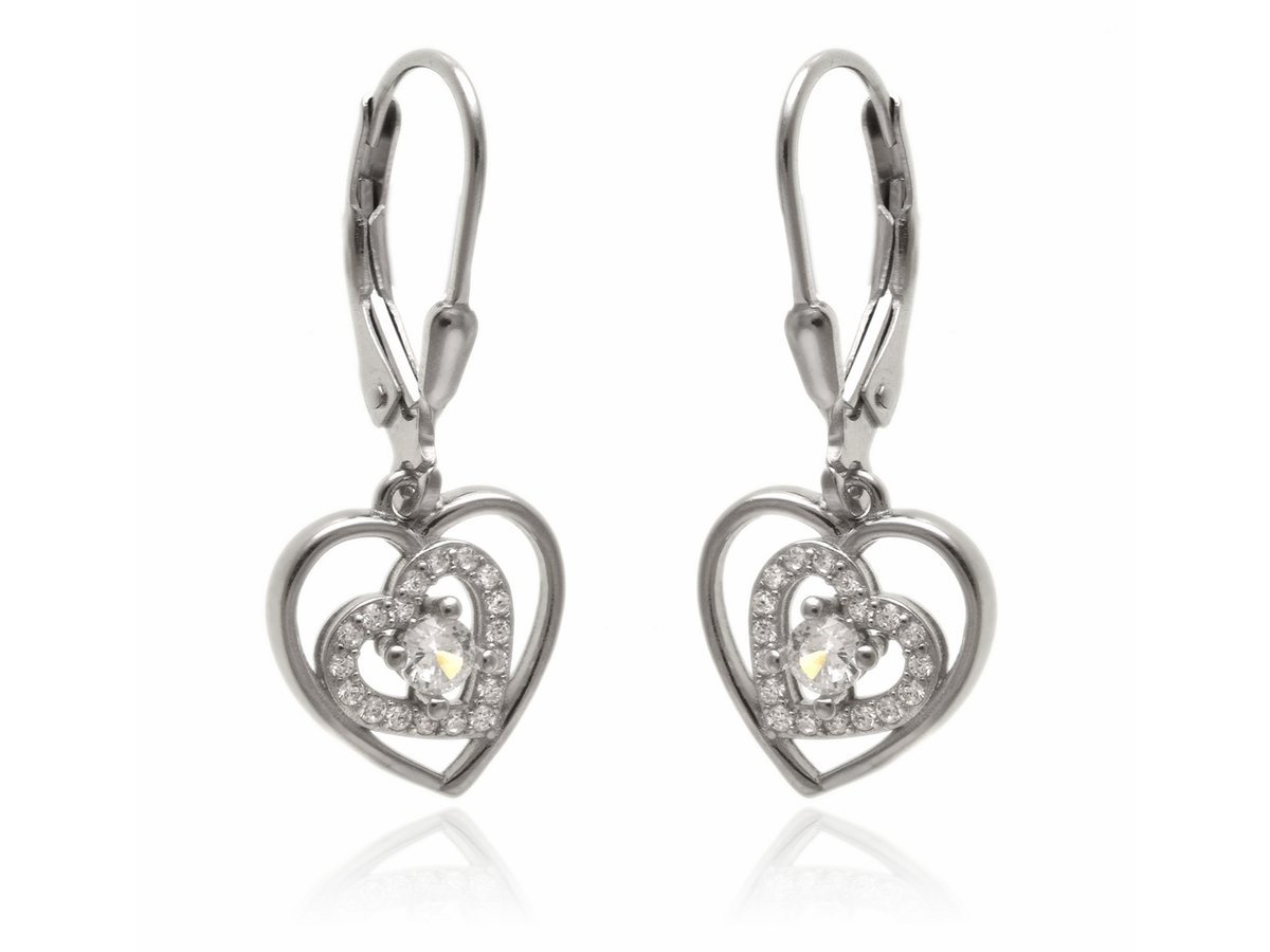 Kolczyki srebrne Serca z cyrkoniami k3711